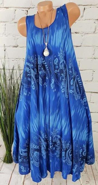 New best selling fashion wild print round neck sleeveless Dresses