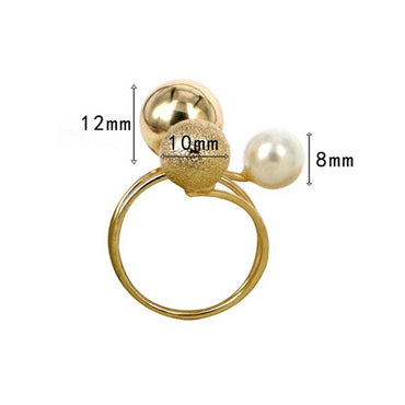 Women Lovely Girls Simulated Pearl Adjustable Opening Rings