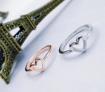 Jewelry Thin Rose Gold Color Heart Shaped Wedding Rings For Women