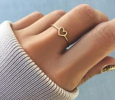 Jewelry Thin Rose Gold Color Heart Shaped Wedding Rings For Women