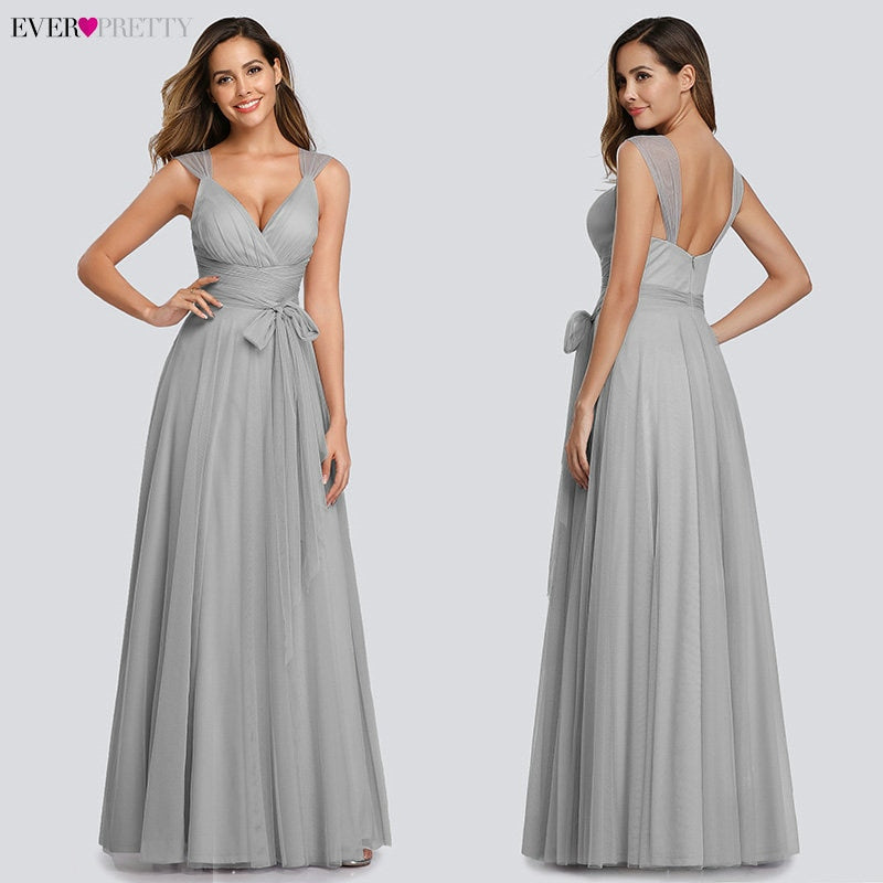 Prom Long Elegant Dress V-neck Sleeveless A-line Tulle Teal Prom Dress