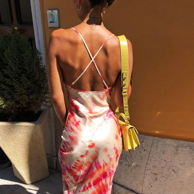 Neon satin lace up women bodycon long midi dress