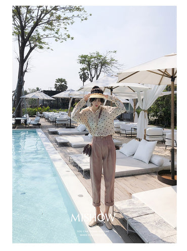 Women Spring Autumn High Waist Wide Leg Pants casual