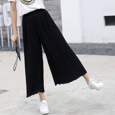 New Summer Spring New Fashion Tide Black Casual Loose Elastic Waist High