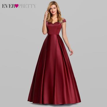 Navy Blue Elegant Women Long Prom Dress Satin A-LIne V-Neck