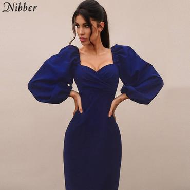 Sexy V Neck off shoulder bodycon elegant midi dress