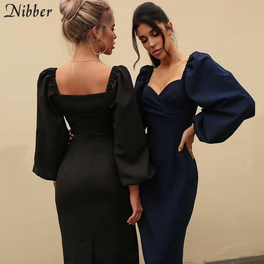 Sexy V Neck off shoulder bodycon elegant midi dress