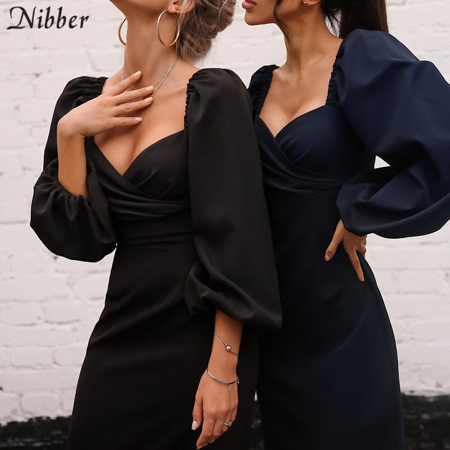 Sexy V Neck off shoulder bodycon elegant midi dress