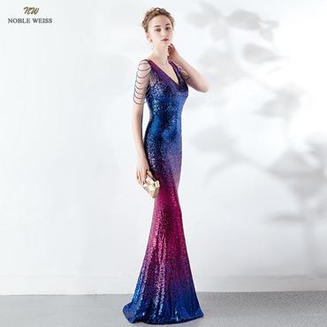 Prom dress v-neck sexy sequin zipper back floor length prom gown evening party dress