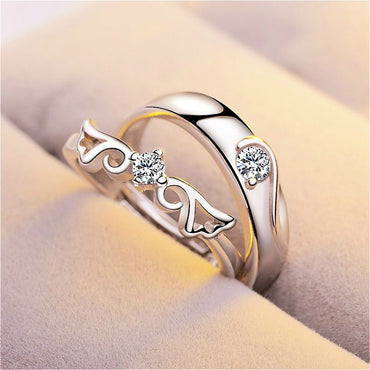 1 Set Sell Adjustable Lovers Zircon Engagement Rings for Women