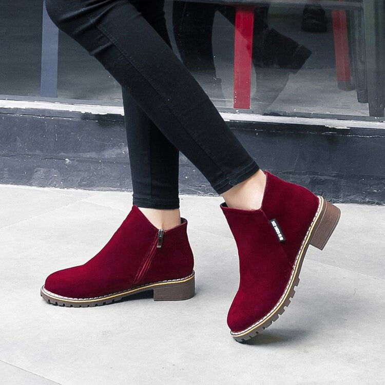 Women Martin Boots Autumn Winter Boots Classic Zipper Snow Ankle Boots