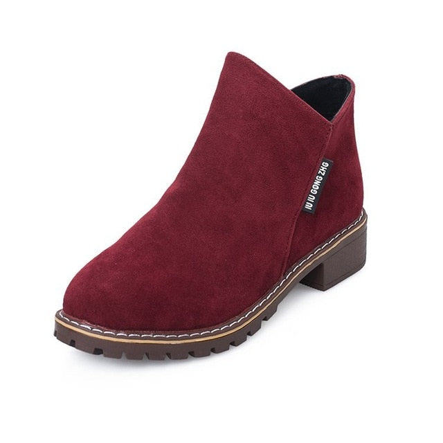 Women Martin Boots Autumn Winter Boots Classic Zipper Snow Ankle Boots