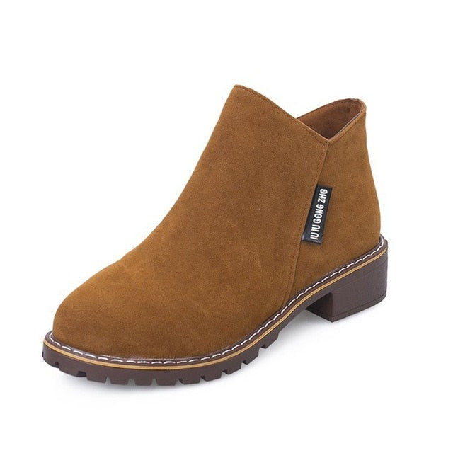 Women Martin Boots Autumn Winter Boots Classic Zipper Snow Ankle Boots