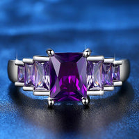 New Fashion Purple Princess cut AAA Cubic Zirconia Wedding Brand Rings for Women