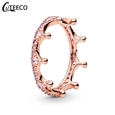 Fashion Rose Gold Magic Love Crown Zircon Combination Rings for Women