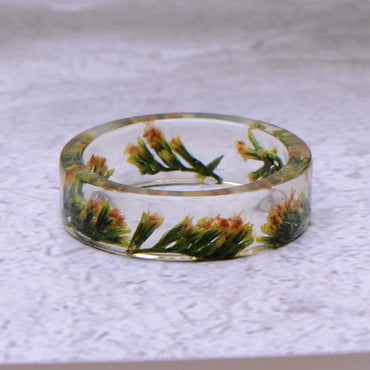 Hot Unique Clear Resin Ring Handmade Dried Flower Epoxy Rings for Women