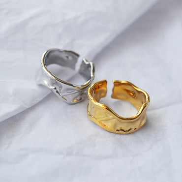 Personality Folded Opening Irregular Wide Ring Europe Handmade