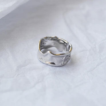 Personality Folded Opening Irregular Wide Ring Europe Handmade