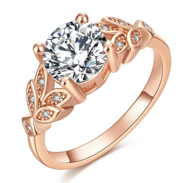 1PC Hot Crystal Silvery Women Leaf Engagement Rings