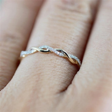 Rose Gold Color Twist Classical Cubic Zirconia Wedding Engagement Ring for Woman