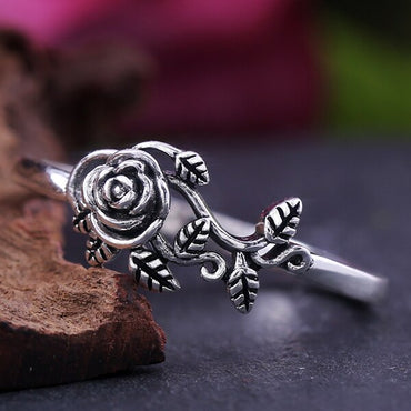 Vintage Blacke Rose Shaped Women Rings