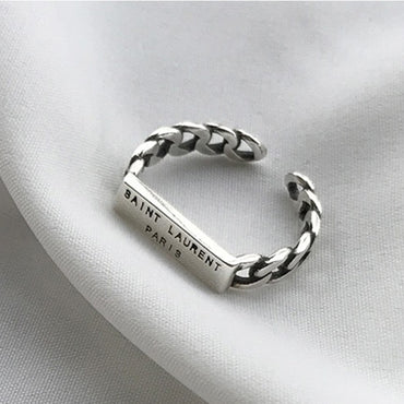 Vintage Silver Color Metal Punk Letter Open Rings  Design Finger Rings for Women