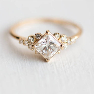 Geometric Square CZ Rings for Women