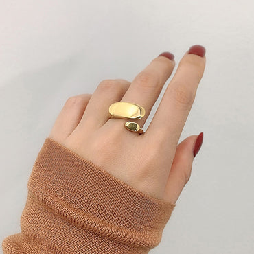 Irregular Circle Brass Gold Rings Shiny Plain Geometric Rings for Women