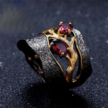 2020 Fashion New Retro Red Garnet Ring For Women