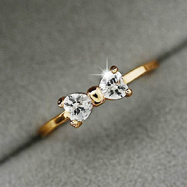 Fashion Austria Crystal Rings Gold Color Finger Bow Ring