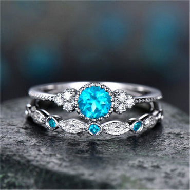 2020 New Trendy Ring Oval Green Blue 5 Color Crystals Wedding Rings For Women