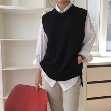 New Women Sweater Vest O-neck Sleeveless Pullover Knitted