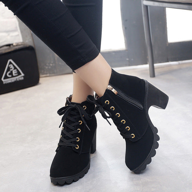Ankle boots women new elegant square heel