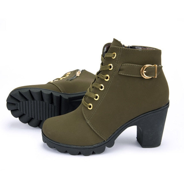 Ankle boots women new elegant square heel