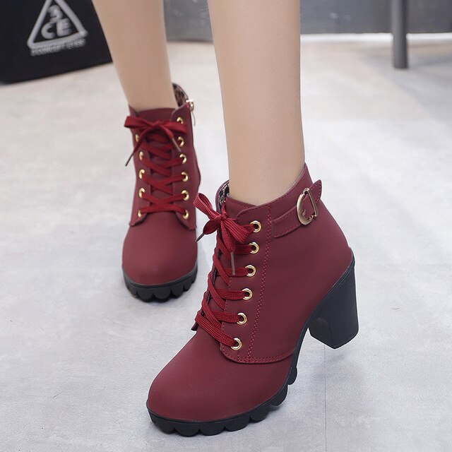 Ankle boots women new elegant square heel