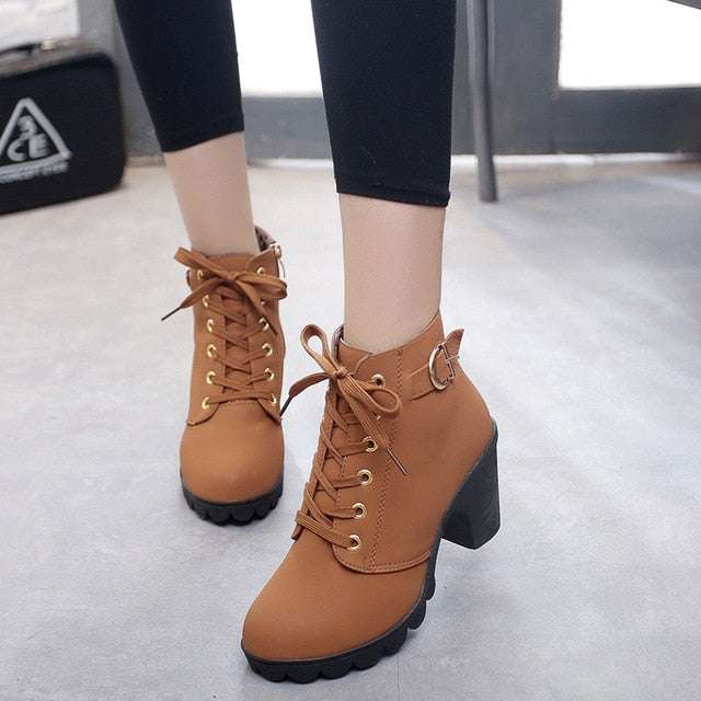 Ankle boots women new elegant square heel