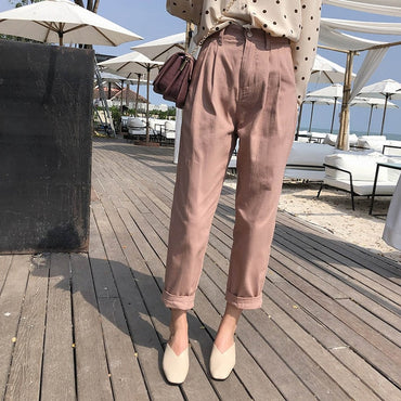 Women Spring Autumn High Waist Wide Leg Pants casual