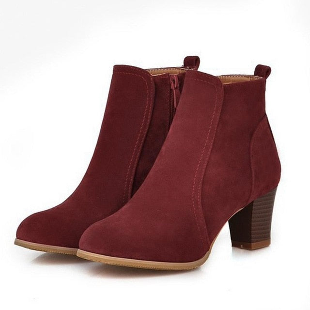 New Women Spring Autumn Ankle Boots Comfort Low Heels Shoes
