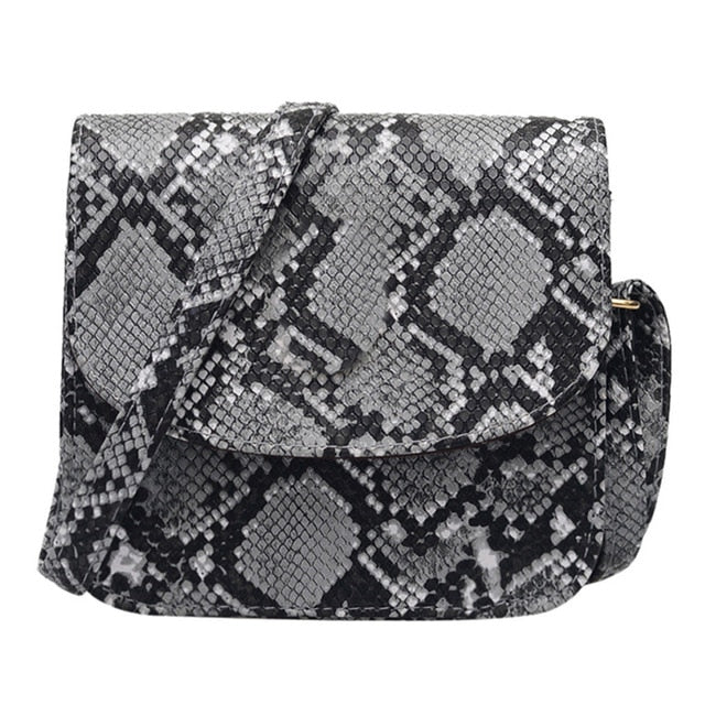 New fashion women's outdoor buckle snake pattern Messenger bag mobile phone