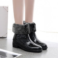 NEW Rain Boots Rubber Women Ankle Boots Casual Platform Shoes