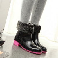 NEW Rain Boots Rubber Women Ankle Boots Casual Platform Shoes