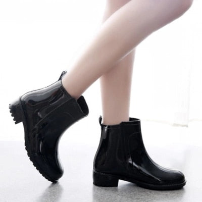 NEW Rain Boots Rubber Women Ankle Boots Casual Platform Shoes