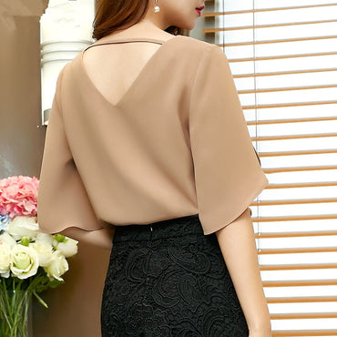 Summer New casual solid women Chiffon Shirt Female
