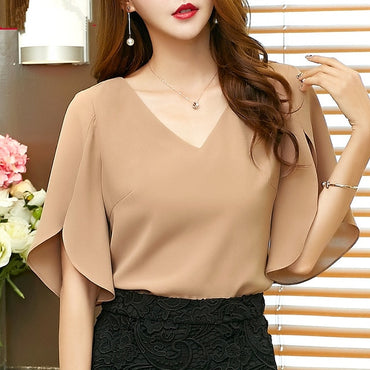 Summer New casual solid women Chiffon Shirt Female