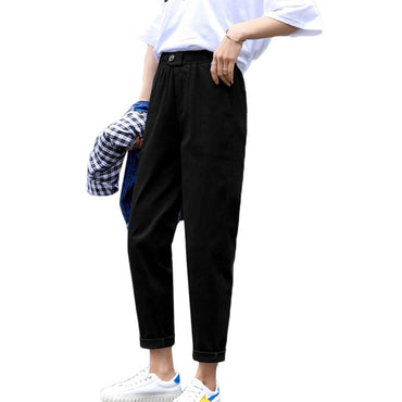 Beige High waist Casual Pants Women