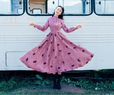 High Quality  Best-selling Ruffles Woman Long Corduroy Dress