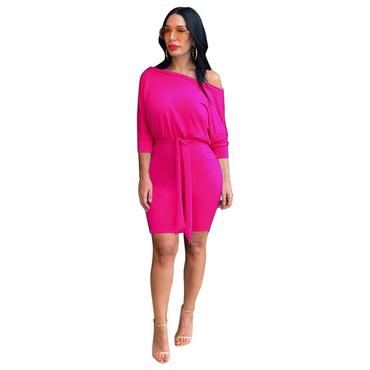 Autumn and Winter New Solid Color Women's Dress Europe and America Best Selling
