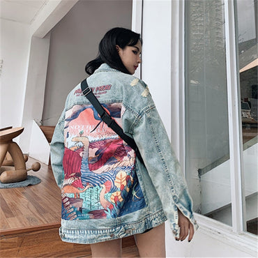2020 New Autumn Women Vintage Streetwear Punk Style Jean Jacket