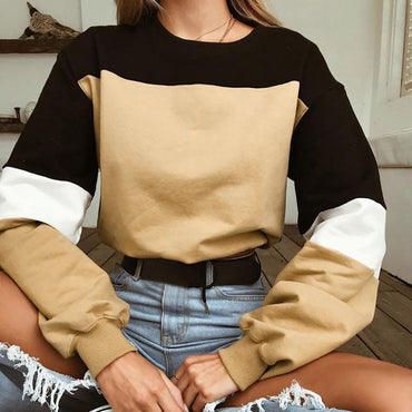 New Women Autumn Winter Casual Hoodies Sexy Harujuku Patchwork Fashionable