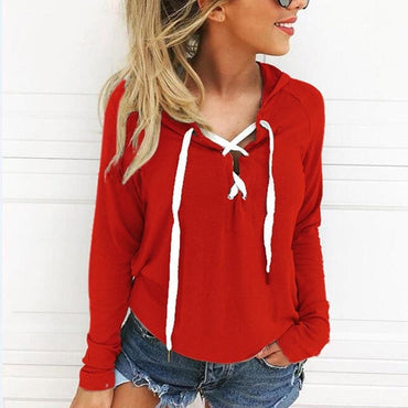 2020 Spring New Sexy Long-sleeve V-neck Woman Hoodies and Sweatshirt